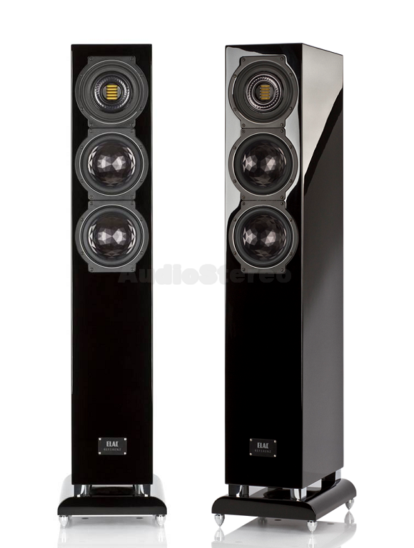 ELAC FS 507 VX-JET black high gloss finish front and side view